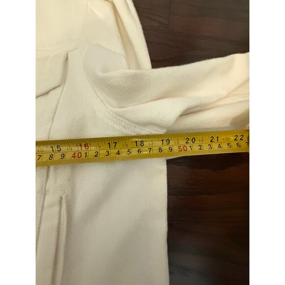 Savanna Jane white puff shoulder 3/4 sleeve denim jacket  small NWT - Picture 7 of 10